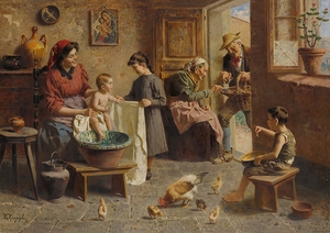 A happy family by Eugenio Zampighi [1859–1944]